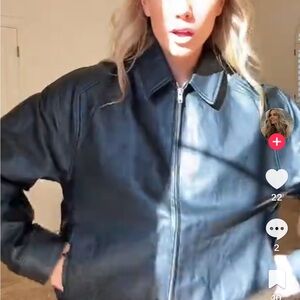 OAK + FORT Women's Black Leather Jacket